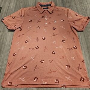 William Murray Golf Homeland Performance‎ Polo Shirt Large Red Salmon